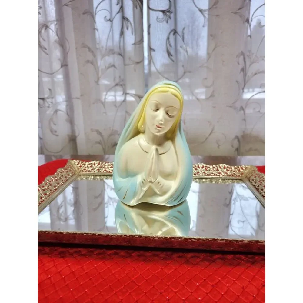 Vintage Madonna Praying Planter Ceramic Virgin Mary Head Vase Mid Century Decor